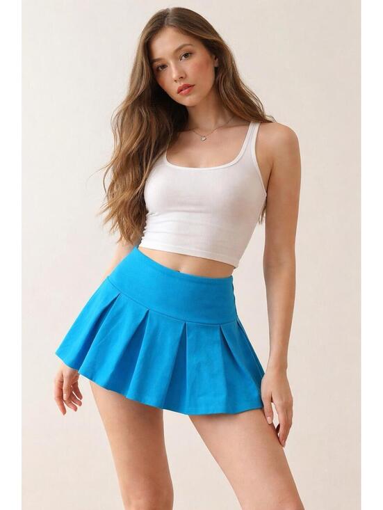 Urban Outfitters Dresses & Skirts - Urban Outfitters NWT Women’s Med Blue Pleated Micro Mini Skort Festival